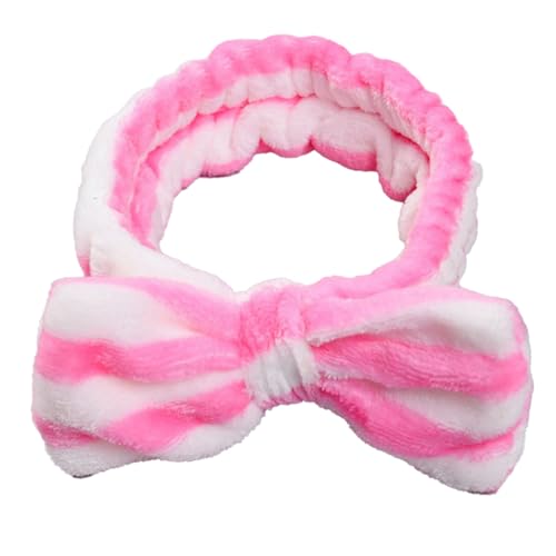 Stirnbänder mit Schleife, elastisch, Flanell, gestreift, geknotet, Styling, Haarschmuck, Haarband für Gesichtswäsche, rosafarbene Streifen Stirnbänder mit Schleife, elastisch, Flanell, gestreift, geknotet, Styling, Haarschmuck, Haarband für Gesichtswäsche, rosafarbene Streifen von KBOLAE