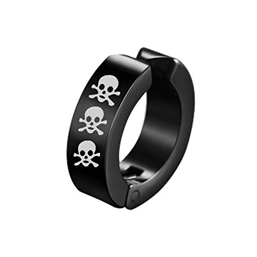 Unisex Edelstahl Runder Nicht-Piercing-Ohrring Titanstahl Echtheit Anti-Allergie Ohrclip Totenkopf B, Siehe Produktbeschreibung, Kunststoff, Siehe Beschreibung von KBOLAE