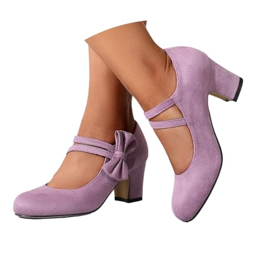 Damen Pumps Breite Füße Schuhe Elegant Kleiner Absatz Flache Riemchen Dirndl Halbschuhe Absatzschuhe Trachtenschuhe Brautschuhe Geschlossene Spangenpumps Plateau Hochzeitsschuhe von KBOPLEMQ