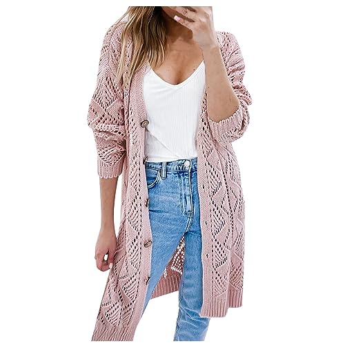 Damen Strickjacke Lang Casual Cardigan Strickmantel Open Front Herbst Cardigan Lose Elegant Jacke Kurz Gestrickt Shirt Strickmantel mit Knopf Warm Bequem Pullover Casual Strickjacke Damen Strickjacke Lang Casual Cardigan Strickmantel Open Front Herbst Cardigan Lose Elegant Jacke Kurz Gestrickt Shirt Strickmantel mit Knopf Warm Bequem Pullover Casual Strickjacke von KBOPLEMQ