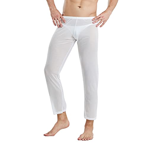 Herren Transparente Hose Slim Fit Lang Hosen Mesh Atmungsaktiv Netzhosen Dessous Nachtwäsche Loose Fit Freizeithose Fishnet Unterwäsche Sommer Hosen Pants Schlafanzughosen von KBOPLEMQ