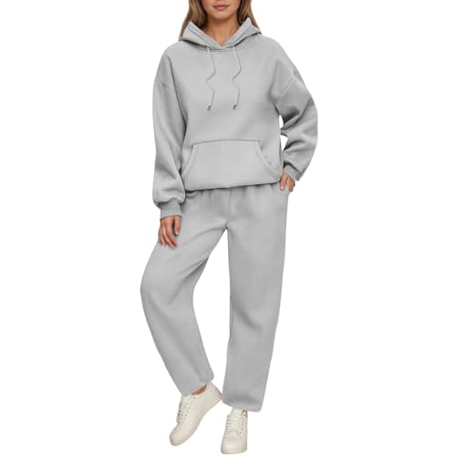 Jogginganzug Damen Trainingsanzug Set Sportanzug 2 Teilig Hosenanzug Sportlich Hoodie und Hose Langarm Hausanzug Loungewear Sets Kuschelig Tracksuit Herbst Winter Sportoutfit Sweatshirt von KBOPLEMQ