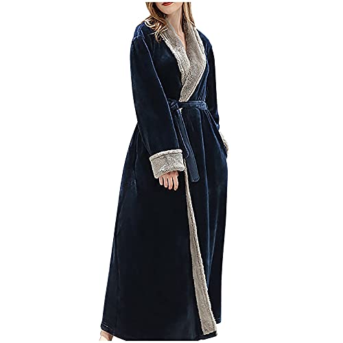 KBOPLEMQ Bademantel Morgenmantel Damen Weich Flauschig Kuschelfleece Lang Flanell Fleece Robe Plüsch Bequeme Hausmantel Bademantel Frauen Bademantel Herbst und Winter Hauskleidung Robe Nachthemd von KBOPLEMQ