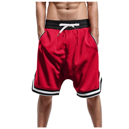 KBOPLEMQ Basketball Shorts Herren Sportshorts Kurz Hosen Streifen Jogginghose Unisex Sommer Traininghose mit Taschen Elastischer Bund und Atmungsaktive Shorts zum Fitness, Gym, Basketball von KBOPLEMQ