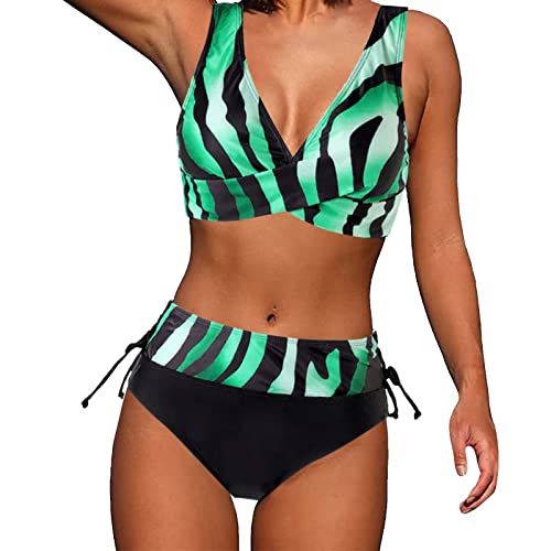 KBOPLEMQ Bikini Damen Set Push Up Badeanzug Sport Sexy Bikini Set Einfarbige Bikini Oberteil Große Brüste Mit Bügel Tanga Bikini Badeanzüg mit Dreieck Cup Spaghetti Zweiteilige Badebekleidung von KBOPLEMQ