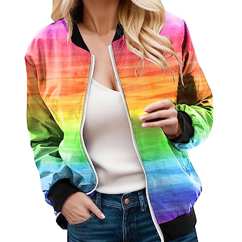 KBOPLEMQ Bomberjacke Damen Oversize Sommerjacke mit Reißverschluss Herbst Pilotenjacke Kurzjacke Softshelljacke übergangsjacke Leichte Elegant Sportjacke Freizeitjacke Sweatjacke Motorradjacke von KBOPLEMQ