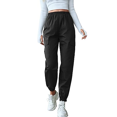 KBOPLEMQ Cargohose Damen Beiläufige Lange Hosen Straight Leg Hose Leichter Outdoorhose Arbeitshose Atmungsaktiv Workout Winddicht Outdoorhose Baggy Y2K High Waist Wanderhose Sport Jogginghose von KBOPLEMQ