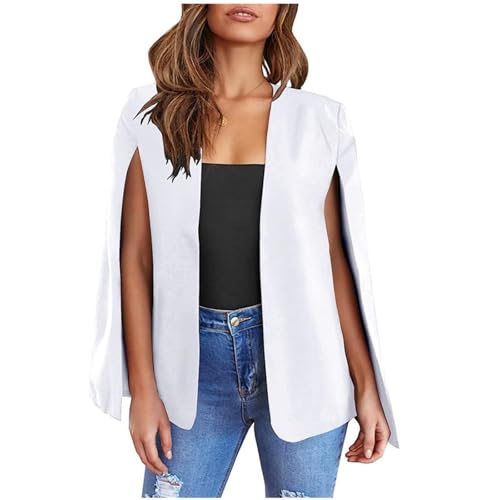 KBOPLEMQ Damen Casual Einfarbige Blazer Cape Sleeve Offene Front Blazer Formelle Slim Fit Mantel Elegante Umhang Split Sleeve Leichtes Büro Business Jacke Outwear Arbeitskleidung Einfarbige von KBOPLEMQ