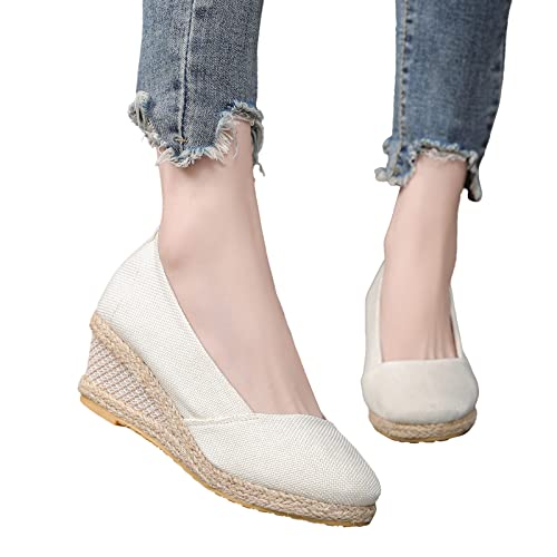 KBOPLEMQ Damen Espadrilles für Keilabsatz Wedges Geschlossene Espandrillos Slipper-Pumps Schuhe mit Plateau Chunkyrayan Geschlossen Hausschuhe Pointed Toe Pumps Hochhackige Abendschuhe von KBOPLEMQ