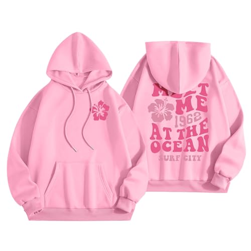 KBOPLEMQ Damen Oversize Kapuzenpullover Blumen Brief Backprint Pullover Sweatshirt mit Kapuze Casual Kapuzenpulli mit Känguru-Tasche Übergangs Hoody Klassisch Langarmshirt Sport Y2k Pulli von KBOPLEMQ