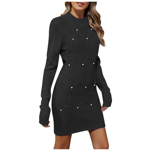 KBOPLEMQ Damen Pullover Kleid Elegant Strickkleid Sexy Perlen Warm Pullikleid Loose Sweatkleid Wickelkleid Sweater Kleid Einfarbig Casual Langarm Rollkragen Winterkleid Stretch Jumper Dress KBOPLEMQ Damen Pullover Kleid Elegant Strickkleid Sexy Perlen Warm Pullikleid Loose Sweatkleid Wickelkleid Sweater Kleid Einfarbig Casual Langarm Rollkragen Winterkleid Stretch Jumper Dress von KBOPLEMQ