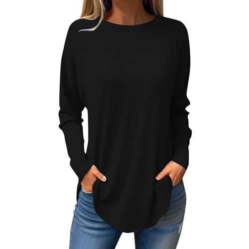 KBOPLEMQ Damen Pullover Sweatshirt Tunika Oberteile Bedruckte Bluse Freizeit Langarmshirt Lässig Langarm T-Shirt Casual Rundhals Hemd Basic Shirt Herbst Winter Pulli Mädchen Bequeme Weich Tops von KBOPLEMQ