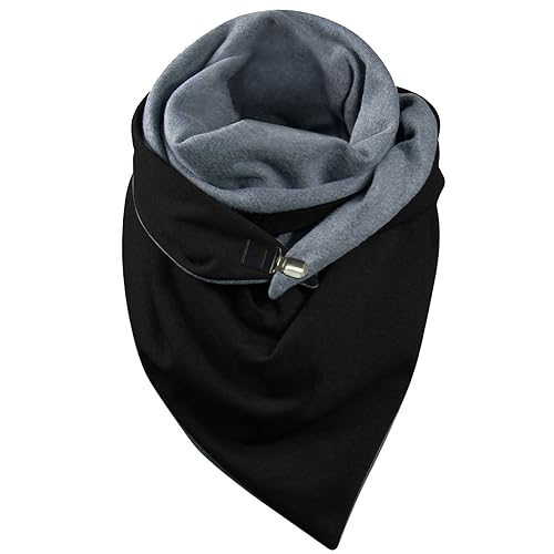 KBOPLEMQ Damen Schals Warmer Dreieckschal mit Button Winterschals Retro Wickelschal Lässige übergroßer Weich Scarf Poncho Musselin Schal Winterschal Warme Deckenschal Soft Wrap Herbstschal Halstüche von KBOPLEMQ