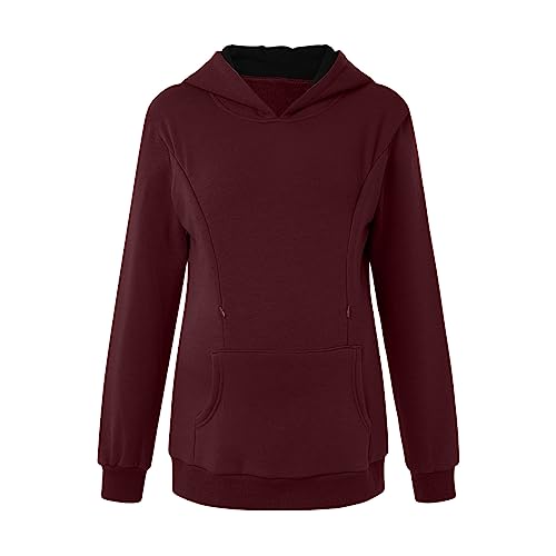 KBOPLEMQ Damen Still-Hoodie Sweatshirt Langarm Stillen Umstands-Tops Freizeitkleidung Stillpullover Stilloberteil Umstandsmode Hoodie Sweatshirt zum Stillen Winter Warme Wattierter Pullover von KBOPLEMQ