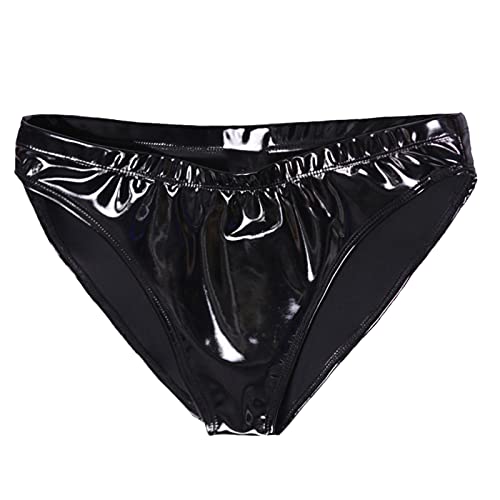 KBOPLEMQ Damen Wetlook Ouvert-Slip String Tanga High Cut Thong High Waist Bikinislip Lack Leder Hipster Glänzend Shorts mit Reisverschluss Hipster Offener Schritt Panties Erotik Unterwäsche S-3XL von KBOPLEMQ