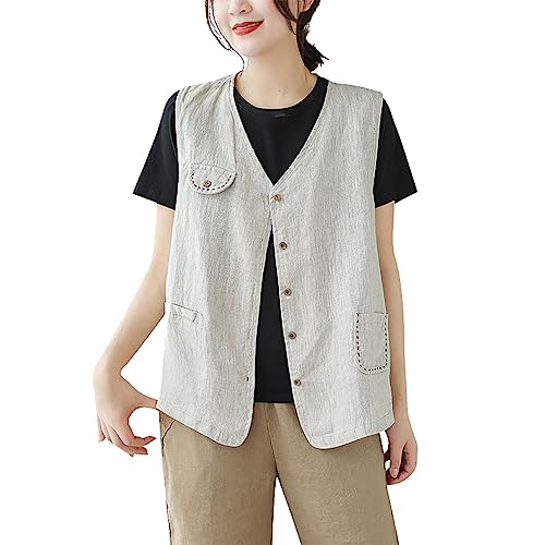 KBOPLEMQ Damenweste mit Stickerei Ärmellose Sommerjacke, Damen Hippie-Weste Ärmellose Jacke Fransen Kunstleder Vintage Quasten Cardigan Sommerweste Damen Leichte Damenweste Vintage Kurze Weste von KBOPLEMQ
