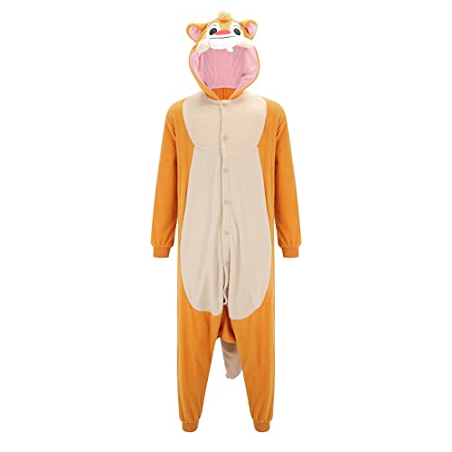 KBOPLEMQ Erwachsene Tier Onesie Pyjama Herren Damen Tier Cosplay Kostüm Nachtwäsche Einteiler Unisex Homewear, Eichhörnchen, Einteiler Tierkostüm Damen Herren Karneval Halloween Plüsch-Nachtwäsche von KBOPLEMQ