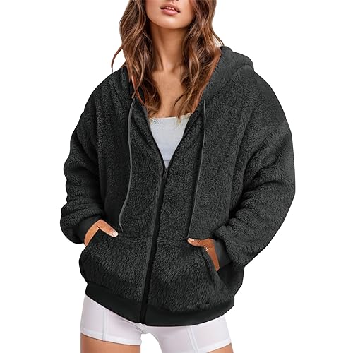 KBOPLEMQ Fleecejacke Damen Zipper Hoodie Kapuzenjacke Lange/Kurze Winterjacke Vintage Sweatjacke Oversize Sweatshirt College Jacke Übergangsjacke mit Kapuze y10k Hoodie Langarm Mantel Pufferjacke von KBOPLEMQ