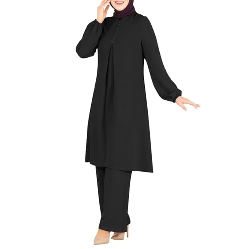 KBOPLEMQ Gebetskleidung Muslim Damen Langarm Top + Lang Hose 2 Teiler Corban Ramadan Outfit Abaya Muslim Set Corban Ramadan Outfit Naher Osten Arabisch Islamische Kleidung von KBOPLEMQ