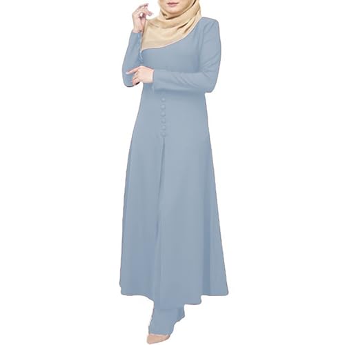 KBOPLEMQ Gebetskleidung Muslim Damen Langarm Top + Lang Hose 2 Teiler Corban Ramadan Outfit Abaya Muslim Set Corban Ramadan Outfit Naher Osten Arabisch Islamische Kleidung von KBOPLEMQ