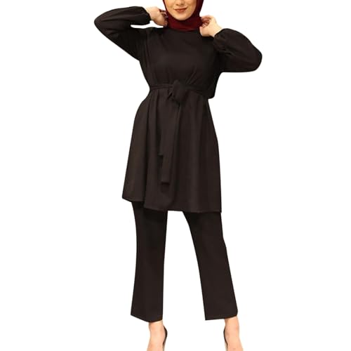 Gebetskleidung Muslim Damen Langarm Top + Lang Hose 2 Teiler Corban Ramadan Outfit Abaya Muslim Set Corban Ramadan Outfit Naher Osten Arabisch Islamische Kleidung von KBOPLEMQ