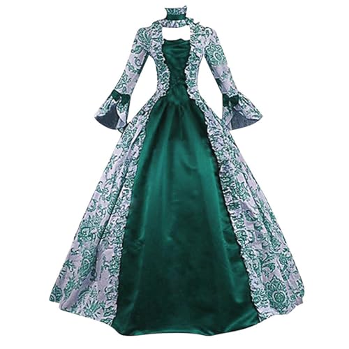 KBOPLEMQ Halloween Kostüm Damen Mittelalter Gothic Kleid mit Spitze Viktorianisches Rokoko Abendkleider Cosplay Partykleid Tanzparty Ballkleid Retro Prinzessin-Königin-Kleid Faltenrock Maxikleider von KBOPLEMQ