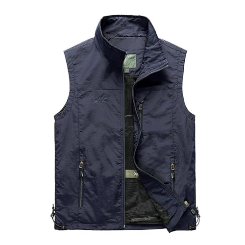 KBOPLEMQ Herren Outdoor Weste Ärmellose Anglerweste mit Mehreren Taschen Baumwolle Freizeit Jagd Weste Camping Wander Weste Jacke Reporterwesten Herren Multifunktionsweste von KBOPLEMQ