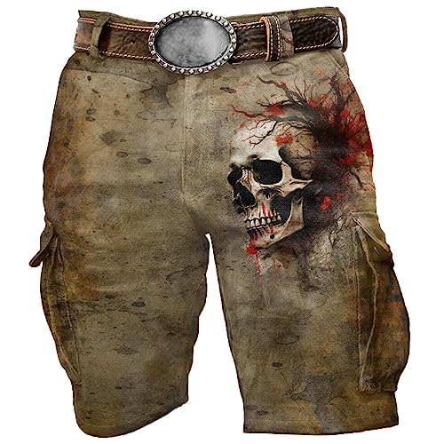 KBOPLEMQ Herren Totenkopf Cargohose Kurz Beachshorts Badehose Wikinger Odin Schädel Totenkopf Swim Trunks Vielfarbig 3D Print Grafik mit Mesh-Futter Strand Kurze Hose Laufen Shorts mit Taschen KBOPLEMQ Herren Totenkopf Cargohose Kurz Beachshorts Badehose Wikinger Odin Schädel Totenkopf Swim Trunks Vielfarbig 3D Print Grafik mit Mesh-Futter Strand Kurze Hose Laufen Shorts mit Taschen von KBOPLEMQ