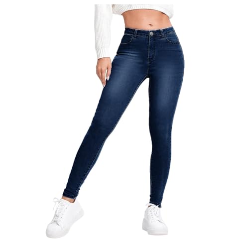 KBOPLEMQ Jeans Damen Skinny Jeanshose Elegante Hosen Hohe Taille Stretch Leggings Slim Bleistifthose Freizeit Skinny Pants Einfarbig Bequeme Hosen Push Up Jeggings High Waist Outdoorhose von KBOPLEMQ