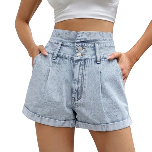 KBOPLEMQ Jeans Shorts Damen Shorts High Waist Jeansshorts Frauen Sommer Lose Kurze Hose Stretch Denim Hot Pants Große Größen Jeans Übergröße Strandshorts Hotpants Streetwear von KBOPLEMQ