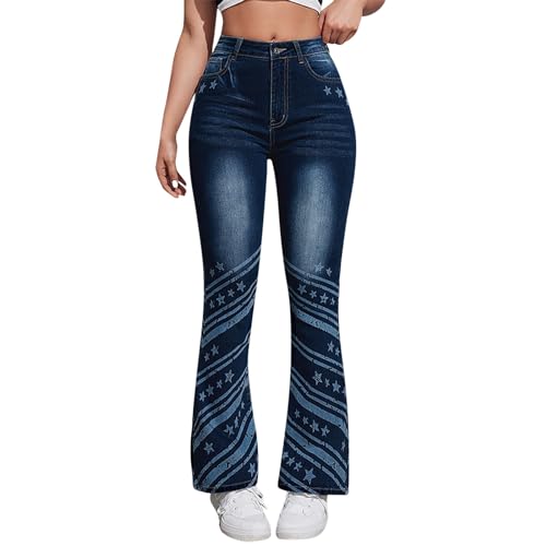 KBOPLEMQ Jeanshose Damen Bootcut Schlaghose,Hohe Taille Skinny Pants Lässige Strecken Flared Bootcut Jeans Vintage Schlagjeans Distressed Cargohosen 90er Flare High Rise Jeans von KBOPLEMQ
