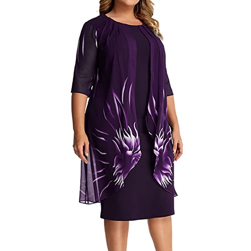 KBOPLEMQ Kleid Damen Rundhals Langarm Freizeitkleid Spitze Kleider Lose Sommerkleid Minikleid Lässiges Leichte Kleid Einfarbig Swing-Kleid Partykleider Cocktailkleider Langarm Kleid Fashion Dress von KBOPLEMQ