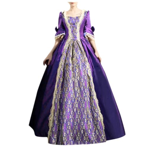 KBOPLEMQ Mittelalter Kleidung Damen Court Rokoko Barock Marie Antoinette Ballkleider Abendkleider Cosplay Retro Prinzessin-Königin-Kleid Partykleid Ballkleid Renaissance Faltenrock Maxikleider von KBOPLEMQ