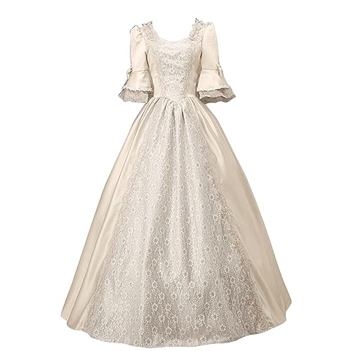 KBOPLEMQ Mittelalter Kleidung Damen Court Rokoko Barock Marie Antoinette Ballkleider Abendkleider Cosplay Retro Prinzessin-Königin-Kleid Partykleid Ballkleid Renaissance Faltenrock Maxikleider von KBOPLEMQ