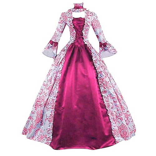 KBOPLEMQ Mittelalter Kleidung Damen Court Rokoko Barock Marie Antoinette Ballkleider Abendkleider Cosplay Retro Prinzessin-Königin-Kleid Partykleid Ballkleid Renaissance Faltenrock Maxikleider von KBOPLEMQ