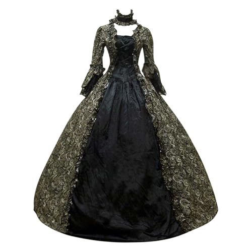 KBOPLEMQ Mittelalter Kleidung Damen Court Rokoko Barock Marie Antoinette Ballkleider Abendkleider Cosplay Retro Prinzessin-Königin-Kleid Partykleid Ballkleid Renaissance Faltenrock Maxikleider von KBOPLEMQ