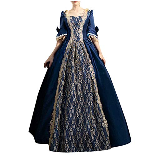 KBOPLEMQ Mittelalter Kleidung Damen Retro Prinzessin-Königin-Kleid Partykleid Ballkleid Renaissance Faltenrock Maxikleider Court Rokoko Barock Marie Antoinette Ballkleider Abendkleider Cosplay von KBOPLEMQ