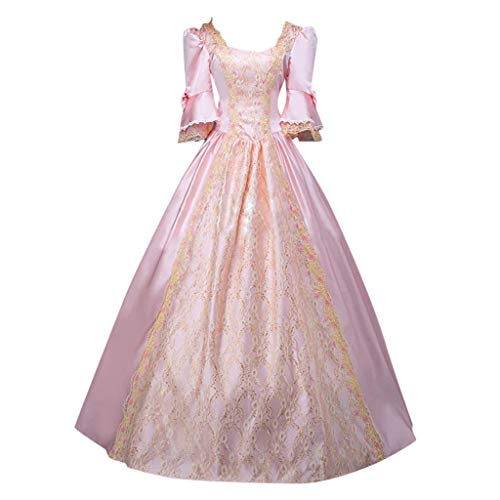 KBOPLEMQ Mittelalter Kleidung Damen Retro Prinzessin-Königin-Kleid Partykleid Ballkleid Renaissance Faltenrock Maxikleider Court Rokoko Barock Marie Antoinette Ballkleider Abendkleider Cosplay von KBOPLEMQ
