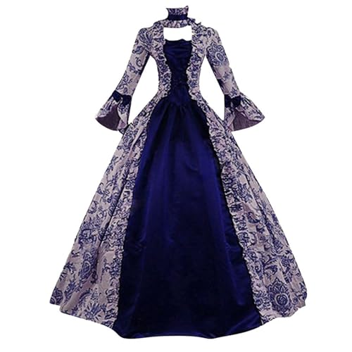 KBOPLEMQ Mittelalter Kleidung Damen Retro Prinzessin-Königin-Kleid Partykleid Ballkleid Renaissance Faltenrock Maxikleider Court Rokoko Barock Marie Antoinette Ballkleider Abendkleider Cosplay von KBOPLEMQ