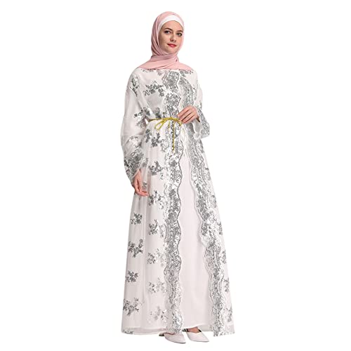 KBOPLEMQ Muslimisches Kleid Damen Gebetskleid Islamischer Naher Osten Dubai Türkei Arabische Kaftan Tunika Abaya Dubai Abendkleid Gebetskleidung für Frauen Kleid Für Ramadan Damen Maxikleid von KBOPLEMQ