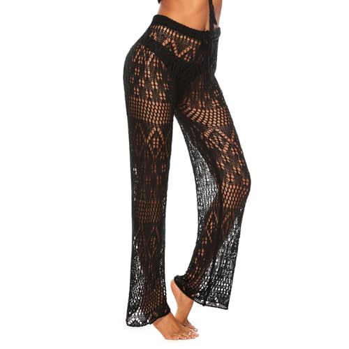 KBOPLEMQ Netz Hosen Damen Netzhosen Mit Strass Steinen Transparente Mesh-Hosen Hohle Unterteile Strass Netzhosen Cristal Hose Hohe Taille Leggings von KBOPLEMQ