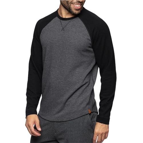 KBOPLEMQ Pullover Herren Langarmshirt Rundhals Schwarzer Männer Basic Tops Bequemes Unterhemd Colour Block Freizeit Sweatshirt Dünner Pulli Herbst Langarmshirt Crew Neck T-Shirt von KBOPLEMQ