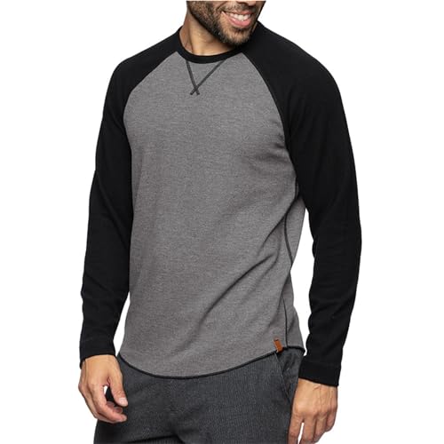 KBOPLEMQ Pullover Herren Langarmshirt Rundhals Schwarzer Männer Basic Tops Bequemes Unterhemd Colour Block Freizeit Sweatshirt Dünner Pulli Herbst Langarmshirt Crew Neck T-Shirt von KBOPLEMQ