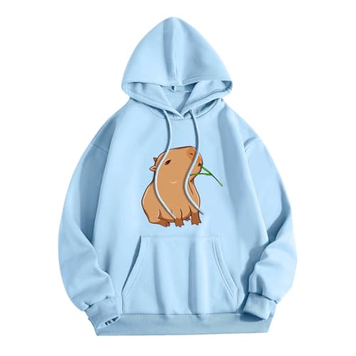 KBOPLEMQ Pullover Teenager Mädchen Kawaii Hoodie Damen Sweatshirt mit Capybara Druck Lässiges Einfarbig Kapuzenpullover Lose Kapuzen Jacke Frauen Hoody Kapuzenpulli Sweatshirt Y2k Hooded von KBOPLEMQ
