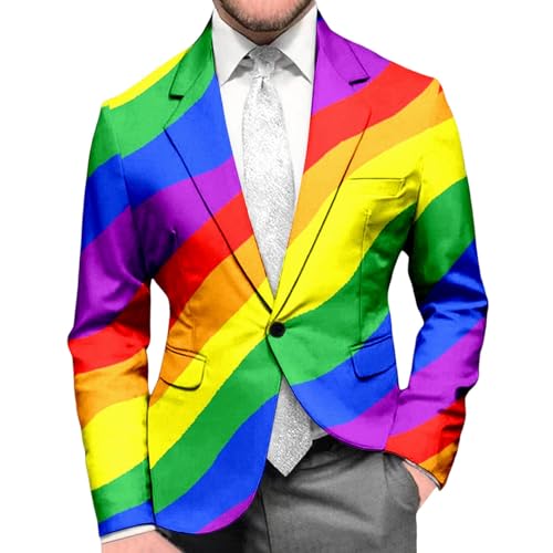 KBOPLEMQ Regenbogen Sakko Herren Rainbow Blazer Rainbow Gradient Anzugjacke LGBT Freizeit Jackett Geeignet Für Party Date Abschlussball Hochzeit Halloween Cosplay Karneval Fashion Outfit KBOPLEMQ Regenbogen Sakko Herren Rainbow Blazer Rainbow Gradient Anzugjacke LGBT Freizeit Jackett Geeignet Für Party Date Abschlussball Hochzeit Halloween Cosplay Karneval Fashion Outfit von KBOPLEMQ
