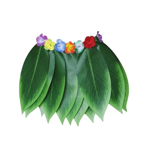 KBOPLEMQ Rock Palmblätter Minirock Damen Hawaii Rock Hawaii Kostüm Hularock Blätter Blumen Rock Palmblätter Hibiskus Blumen Gras Rock Für Erwachsene Elastischer Strand Rock Karneval Kostüm von KBOPLEMQ