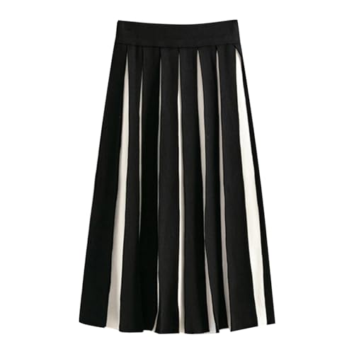 KBOPLEMQ Rockabilly Rock Damen Gestreift Freizeit Rock Mode Knielang Rockabilly Hohe Taille Swing A Linie Röcke Sexy Schwarzer und weißer Patchwork-Faltenrock in mittlerer Länge Strickrock KBOPLEMQ Rockabilly Rock Damen Gestreift Freizeit Rock Mode Knielang Rockabilly Hohe Taille Swing A Linie Röcke Sexy Schwarzer und weißer Patchwork-Faltenrock in mittlerer Länge Strickrock von KBOPLEMQ