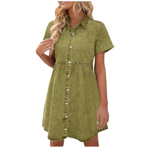 KBOPLEMQ Sommerkleid Damen, Kleider Damen Knielang Jeanskleid Lässiges Locker Jean Blusenkleid Frauen Sommer Elegant Midikleid Lang Freizeitkleid Knöpfen Kurzarm Rever Denim Kleid mit Tasche KBOPLEMQ Sommerkleid Damen, Kleider Damen Knielang Jeanskleid Lässiges Locker Jean Blusenkleid Frauen Sommer Elegant Midikleid Lang Freizeitkleid Knöpfen Kurzarm Rever Denim Kleid mit Tasche von KBOPLEMQ