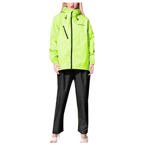 KBOPLEMQ Wasserdichte Jacke/Hosenanzug Damen Outdoor Regenmantel Winddicht Jacke Outdoor-Bergsteigen Klettern Sport Set Regenanzug Reißverschluss Regenjacke Regenhose Wasserdichter Anzug von KBOPLEMQ