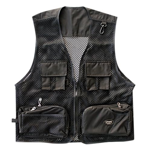 KBOPLEMQ Weste Herren Sommer Weste Ärmellos Outdoor Weste Leicht Funktionsweste mit vielen Taschen Atmungsaktiv Jagdweste Schnelltrocknend Safariweste Anglerweste Herren Arbeitsweste von KBOPLEMQ